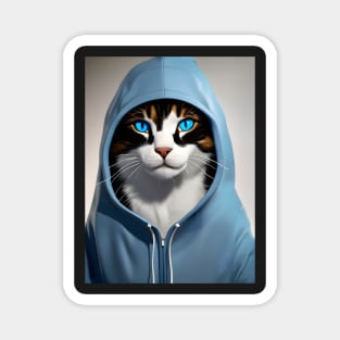 Hooded Cat - Modern Digital Art Magnet