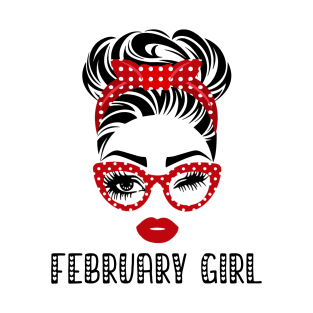 February Girl Woman Face Wink Eyes Lady Face Birthday Gift T-Shirt