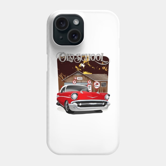1957 Red and White Old School Chevy Bel Air Phone Case by RPM-ART