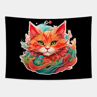 CAT DESIGN WITH WARM COLORS Tapestry