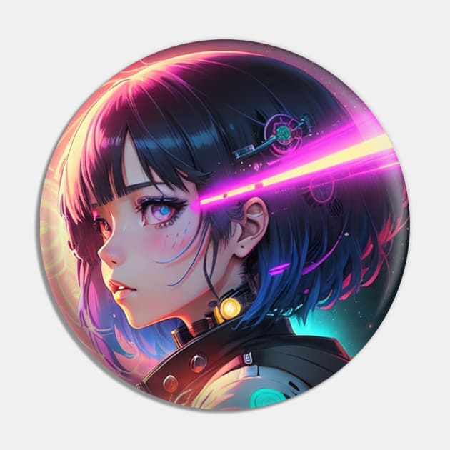 Charming Cuteness: Embrace the Irresistible Anime Girl Cute Kawaii Vibe Cyberpunk Galaxy Space Universe Pin by ShyPixels Arts