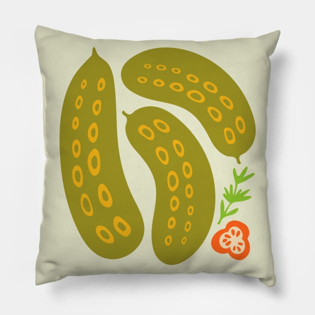 BIG DILL PICKLES Fun Picnic BBQ Food - UnBlink Studio by Jackie Tahara Pillow by UnBlink Studio by Jackie Tahara