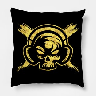 ✪ Skull with Headphones ✪ Abstract Tribal Tattoo Style Pillow