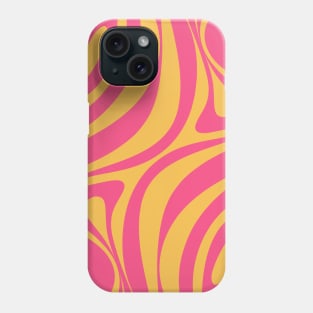 New Groove Retro Abstract Pattern Vertical in Hot Pink and Mustard Yellow Phone Case