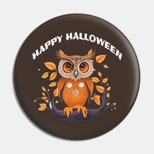 A cute Owl in pumpkin celebrating Halloween Pin