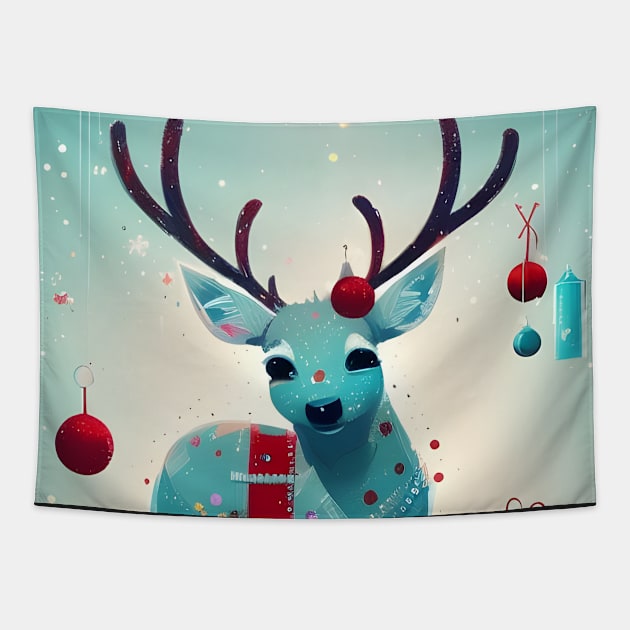 Little Christmas Reindeer Tapestry by LyndiiLoubie