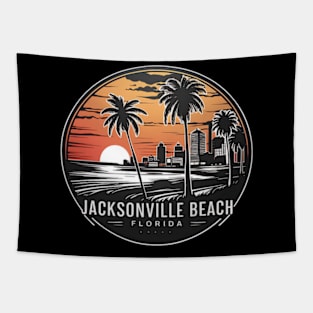 "Jacksonville Beach Sunset - Vaporwave Aesthetic Tee" Tapestry