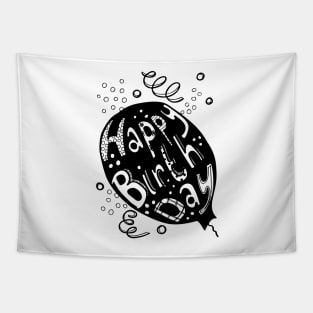 Happy Birthday handlettered party balloon Tapestry