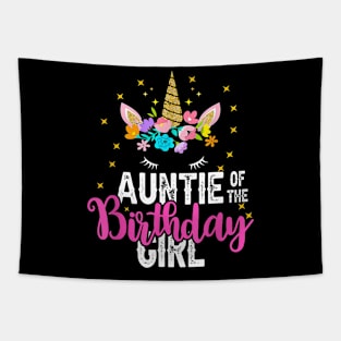 Auntie Of The Birthday Girl Floral Unicorn Birthday Tapestry