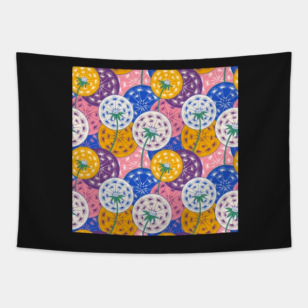 Dandelion floral pattern color Tapestry by olgart