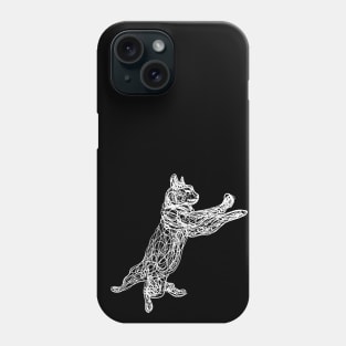 Dancing white doodle cat Phone Case