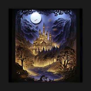 magic castle with moon and river T-Shirt