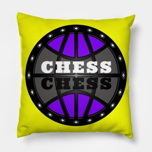 Chess Logo in Black, White and Purple Pillow