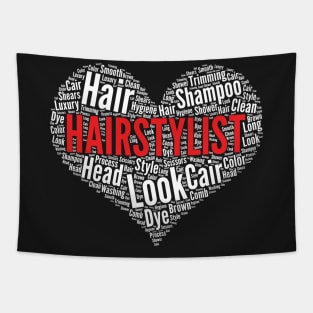 Hairstylist Heart Shape Word Cloud Design Hairdresser design Tapestry