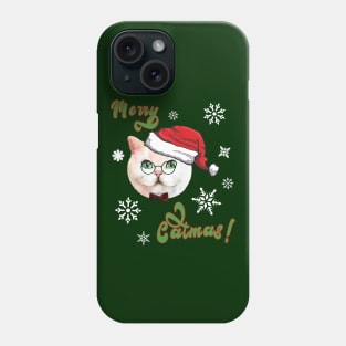 Merry Catmas Cute Santa Hat Phone Case