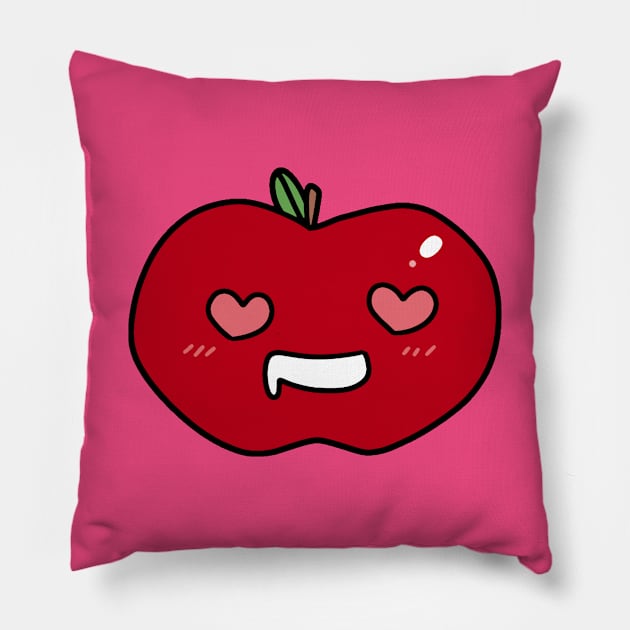 Heart Eyes Apple Pillow by saradaboru