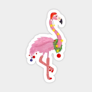 Cute and Fun Tropical Flamingo Christmas Magnet