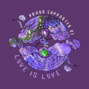 Proud Supporter of Love is Love Rainbows - Purple & Green T-Shirt