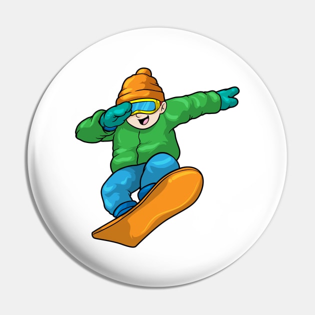 Snowboarder with Snowboard at Hip Hop Dance Dab Pin by Markus Schnabel