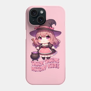 Thick Thighs Witchy Vibes Cute Kawaii Chubby Witch Phone Case