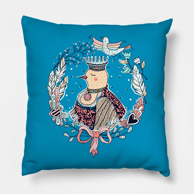 Bird Portrait - Queen Pillow by annapaff