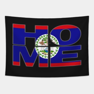 Belize Flag Collection Spelling HOME - Belmopan - Soca Mode Tapestry