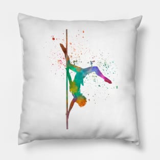 woman pole dancer silhouette  in watercolor Pillow