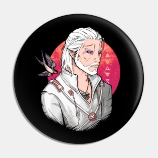 White Wolf and Swallow [RED] Pin