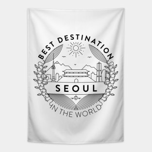 Seoul Minimal Badge Design Tapestry