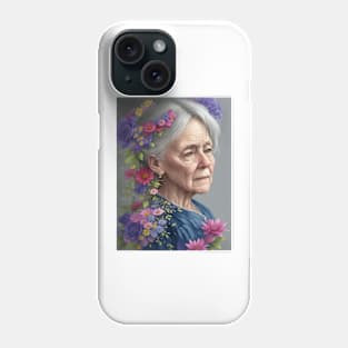 Old woman with flowers Phone Case