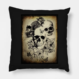 Skulls and Roses with Butterfly Pillow