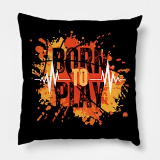 Black Orange Yellow Modern Born To Play Basketball Pillow