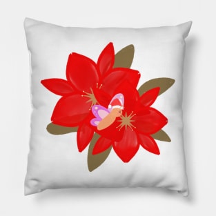 Christmas Flower and Butterfly Pillow