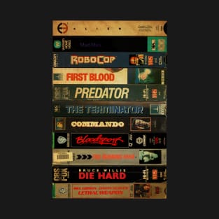 Retro 80's Action Movies - Cassette Style T-Shirt