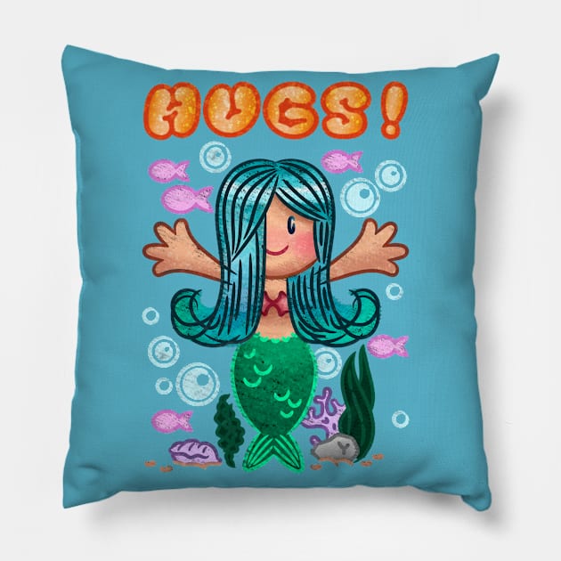 Mermaid Hugs Pillow by JPenfieldDesigns