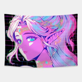 Anime Elf in retrowave style Tapestry