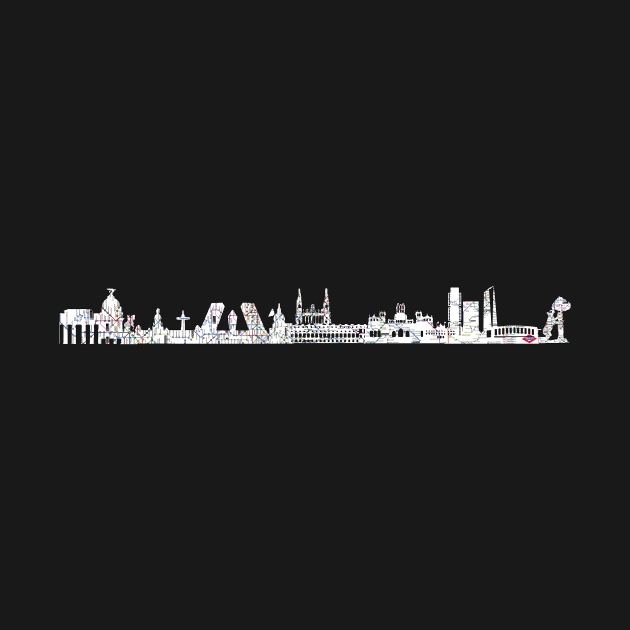 Madrid city skyline with subway map metro by Hook Ink