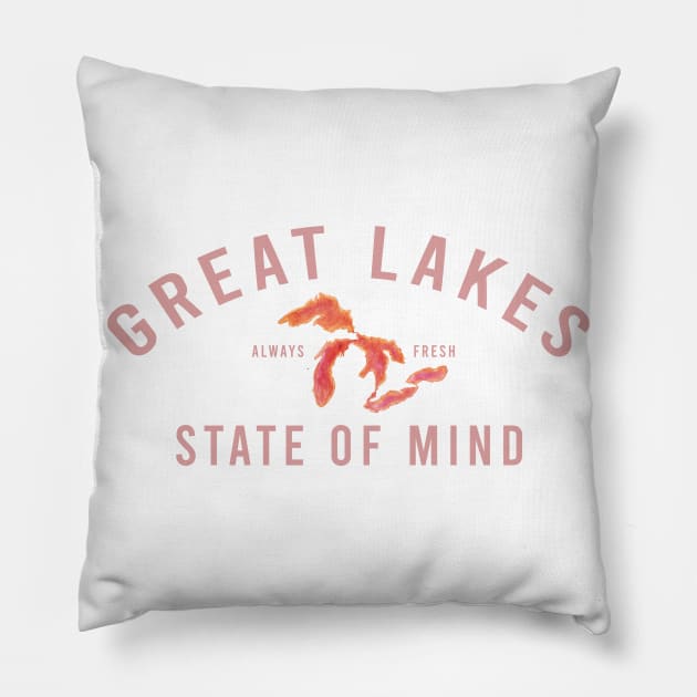 Great Lakes State of Mind Blush Lakes Pillow by GreatLakesLocals