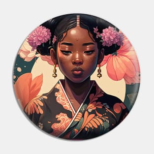 Blasian girl in Kimono Pin