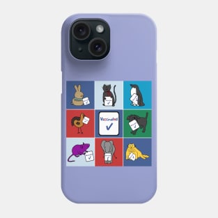 Cute Animals with Vaccinated Signs Phone Case