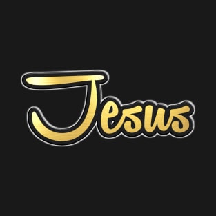 Shiny black and Gold JESUS word ver1 T-Shirt