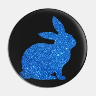 Blue Faux Glitter Easter Bunny Pin