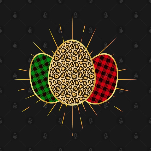 Easter Eggs Buffalo Plaid Leopard Print by Rebrand