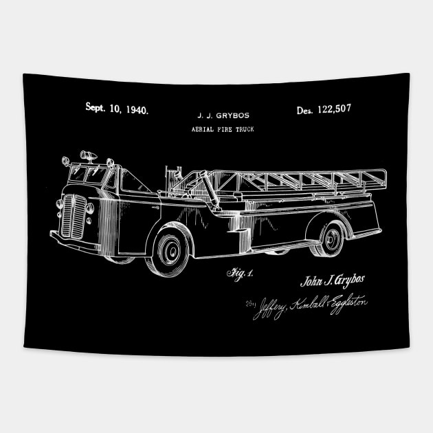 Firetruck Gifts - Vintage Fire Truck Patent Invention Tapestry by MadebyDesign