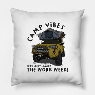 Toyota 4Runner Camp Vibes Let's Just Ignore the Work Week - Mustard Pillow