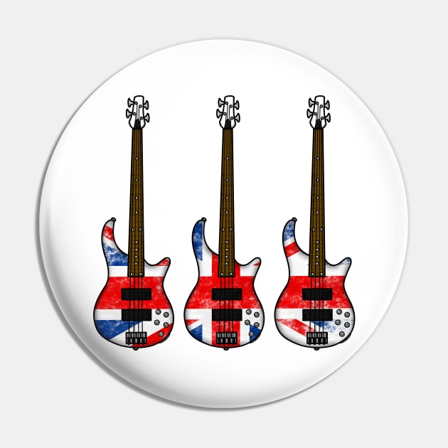 Bass Guitar UK Flag Bassist British Musician Pin by doodlerob