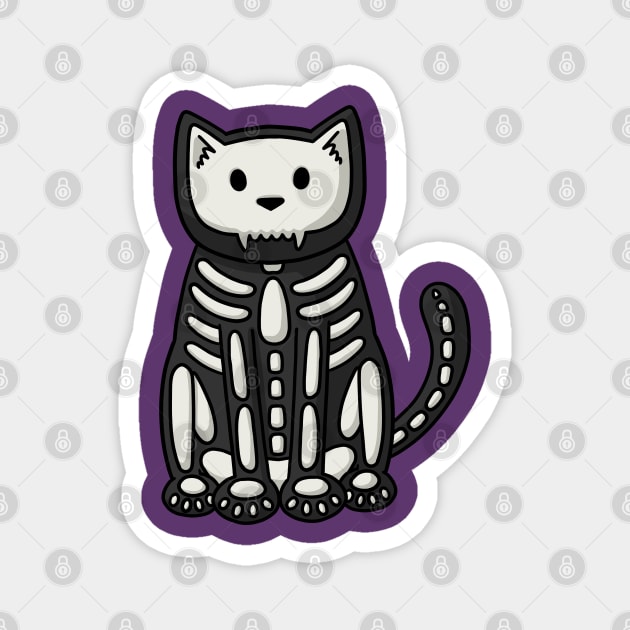 Halloween Skeleton Cat Magnet by Doodlecats 