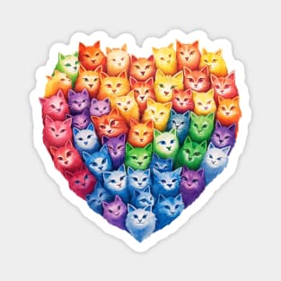 Cat Rainbow Heart lovers- heart shape charming cats. Magnet