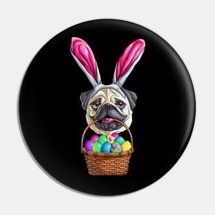 Easter Pug T Shirt Men Women Kids Bunny Basket Eggs Gift Pin