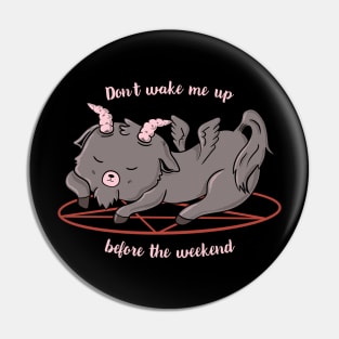 Don't Wake Me Up // Funny Goat Devil Sleeping pentagram Pin